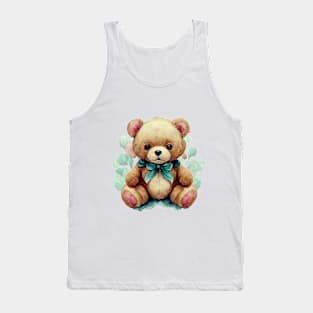 Teddy Bear around Flowers: Scattered Watercolor in Pastel Colors Tank Top